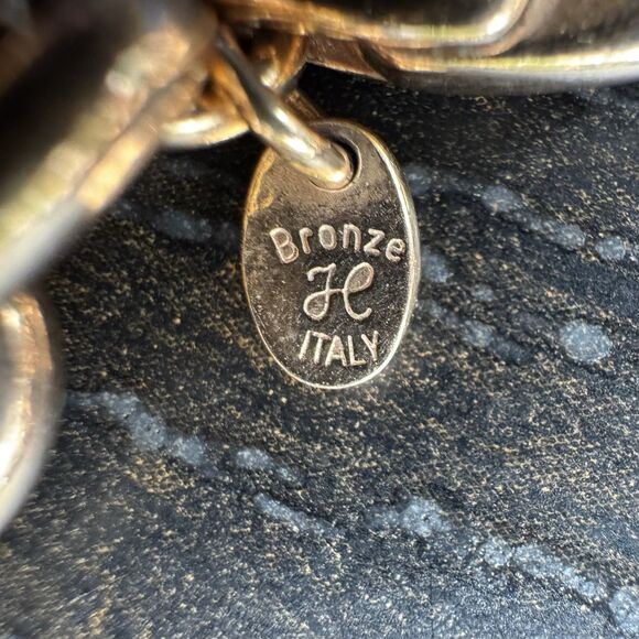 Vintage Honora Bronze Pink Freshwater Cultured Pearl Charm Bracelet 7.5” Italy - Picture 6 of 15